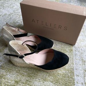Ateliers black suede espadrilles sz 36 / 5.5 -6